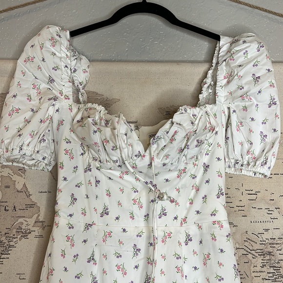 HOUSE OF CB 'Tallulah' White Floral Puff Sleeve Midi Dress NWOT - Picture 12 of 14